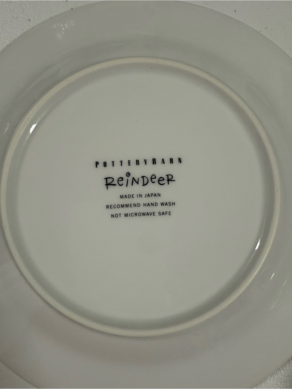 Pottery Barn White Dinner Plate with Yellow Prancer and Purple Scarf - Picture 3 of 4